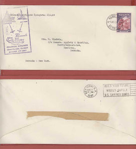 Bermuda 1947 Colonial Airlines Inaugural Flight cover with cachet, Bermuda - New York