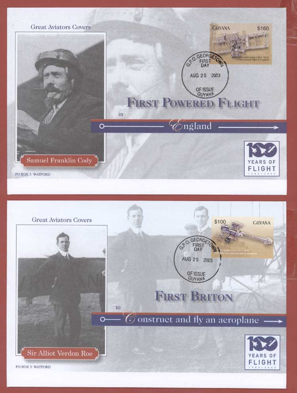 Guyana 2003 Centenary of Powered Flight set on two First Day Covers