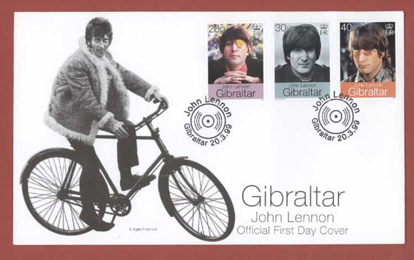 Gibraltar 1999 John Lennon set on First Day Cover