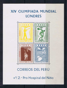 Peru 1848 Olympic Games miniature sheet, UM MNH