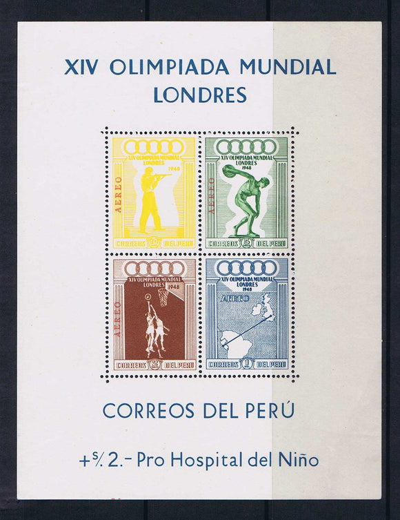 Peru 1848 Olympic Games miniature sheet, UM MNH