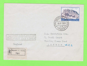 San Marino 1949 75th Anniv of U.P.U , Mail Coach & Mt Titano First Day Cover